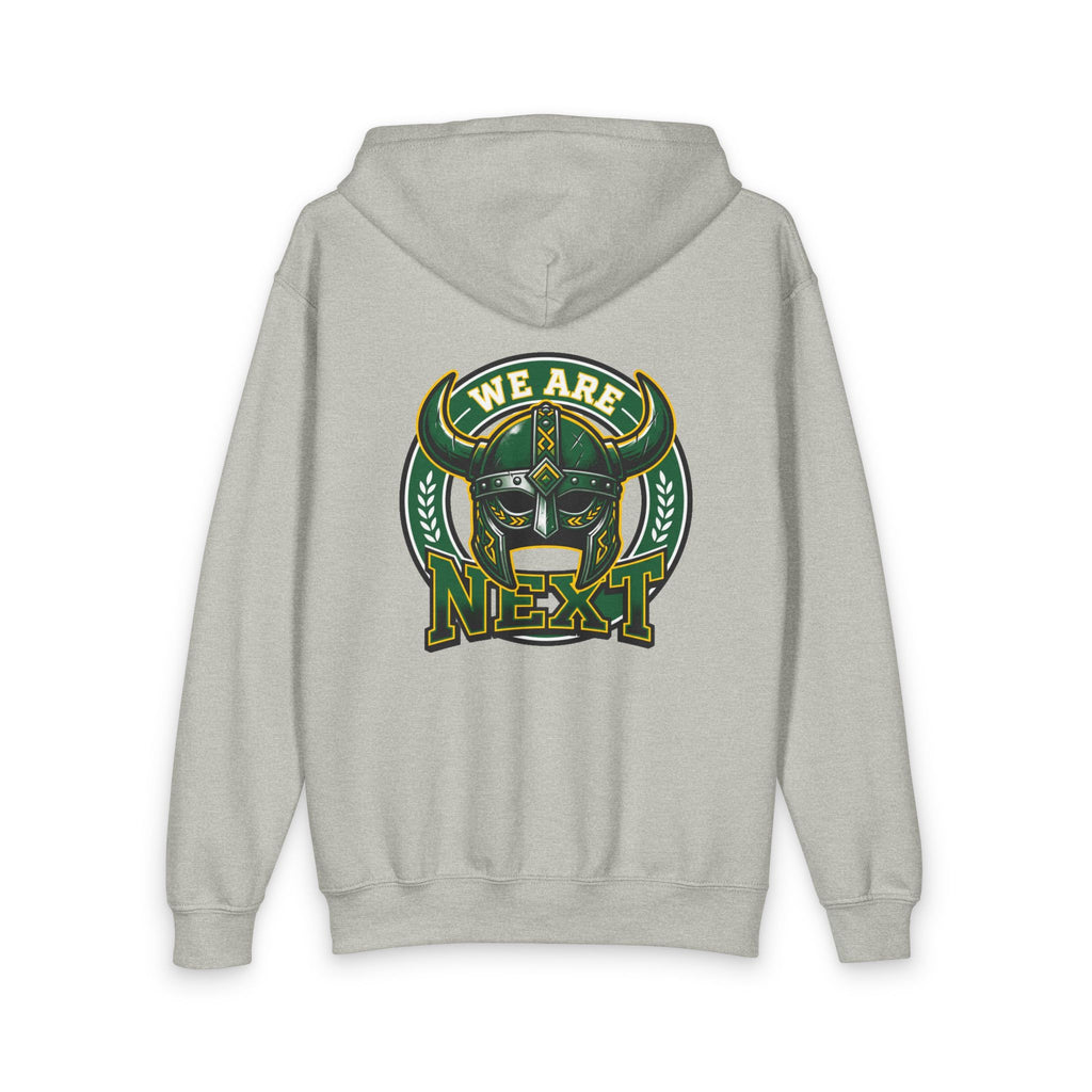 Youth Zipped Hoodie — 'We Are Next' Viking Helmet Graphic