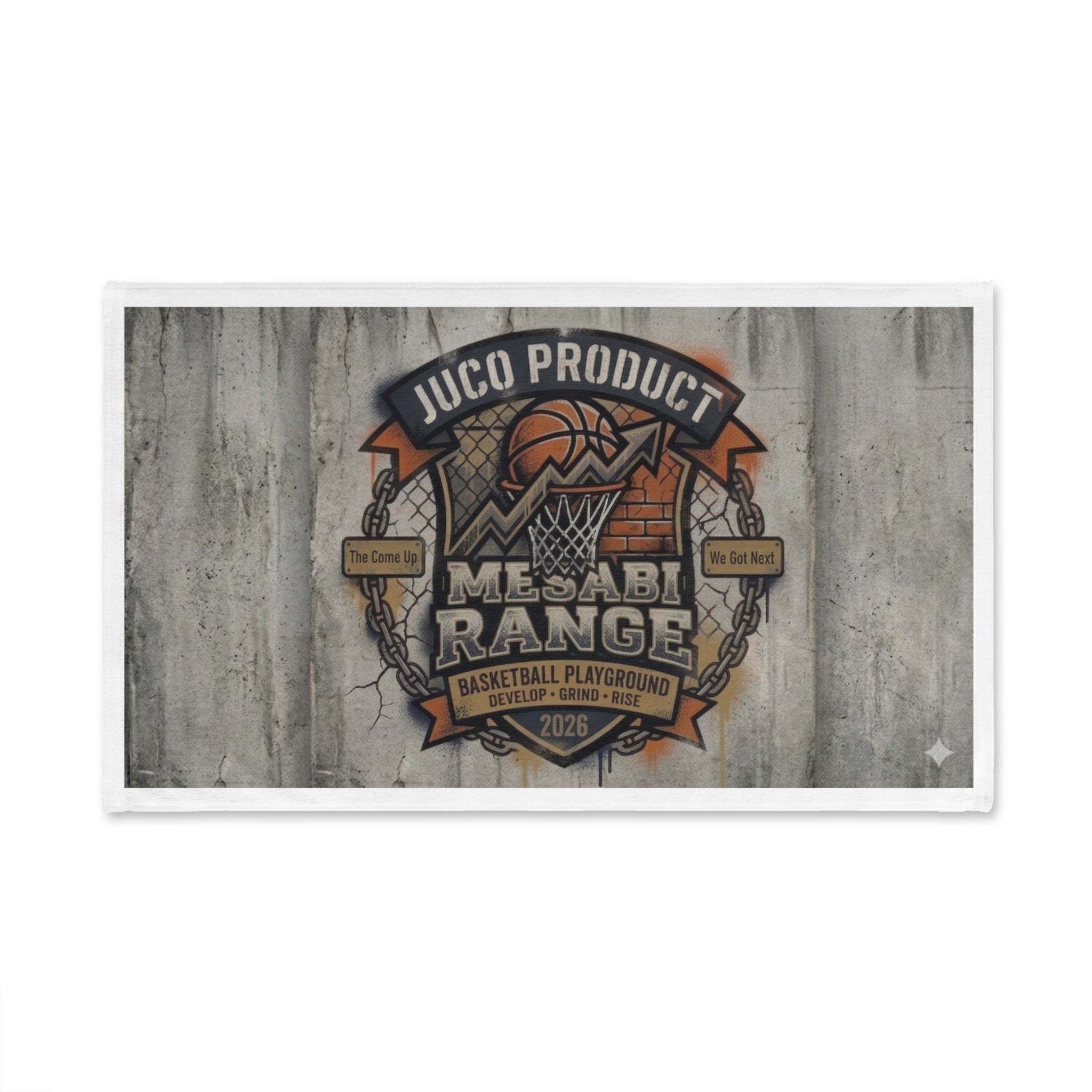 Vintage Basketball Court Hand Towel — "Mesabi Range" Logo Design