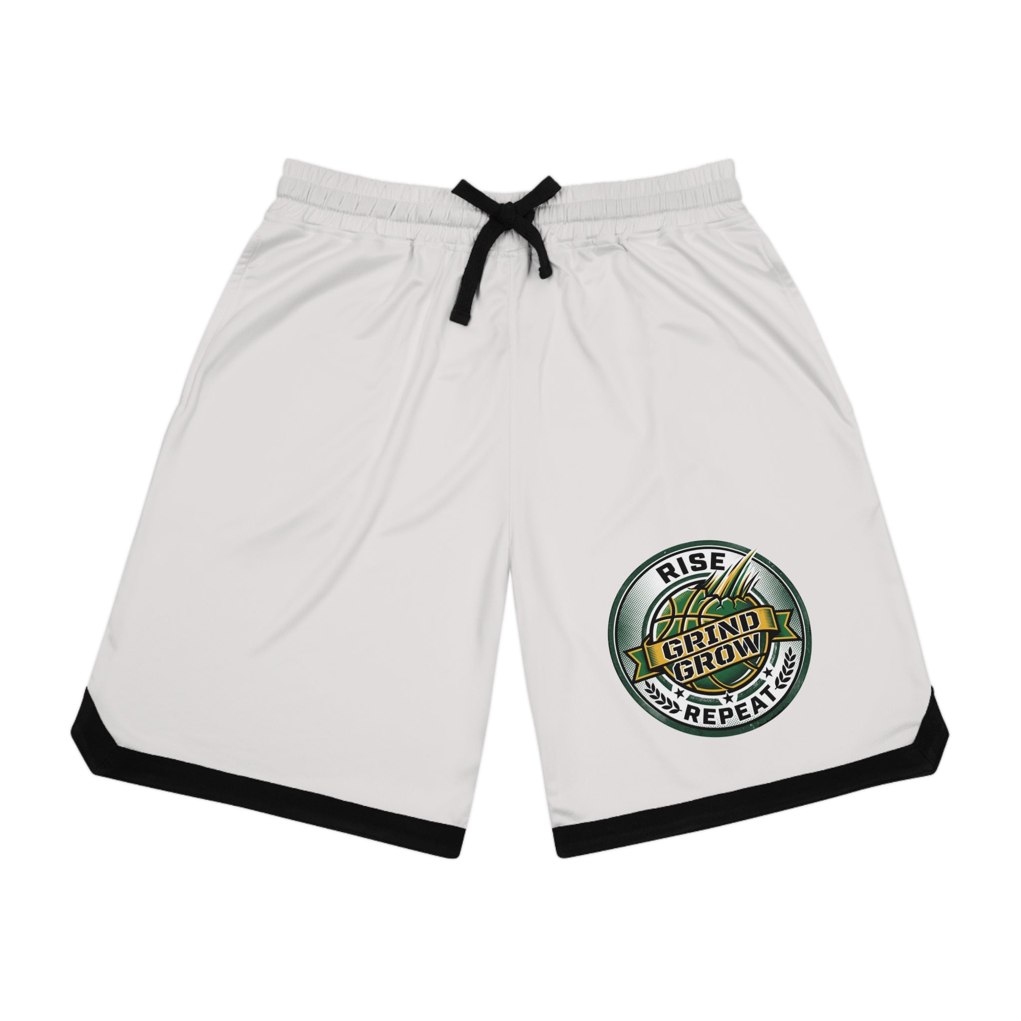 Basketball Shorts — "Rise, Grind, Repeat" Logo Athletic Ribbed Shorts