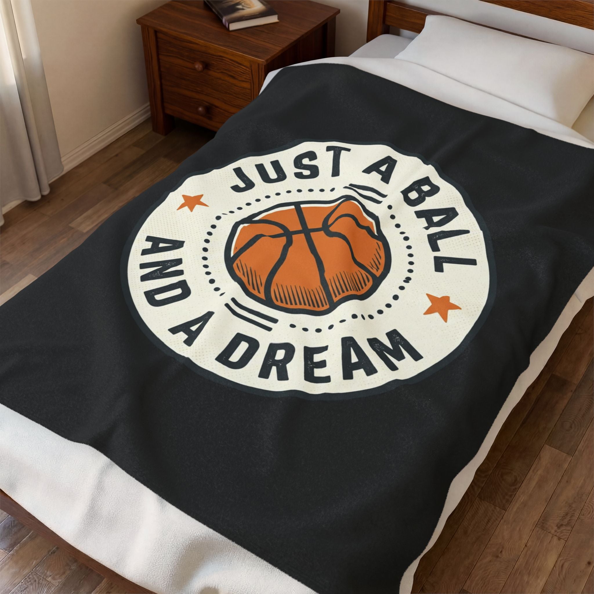 Basketball 'Just A Ball And A Dream' Velveteen Plush Blanket