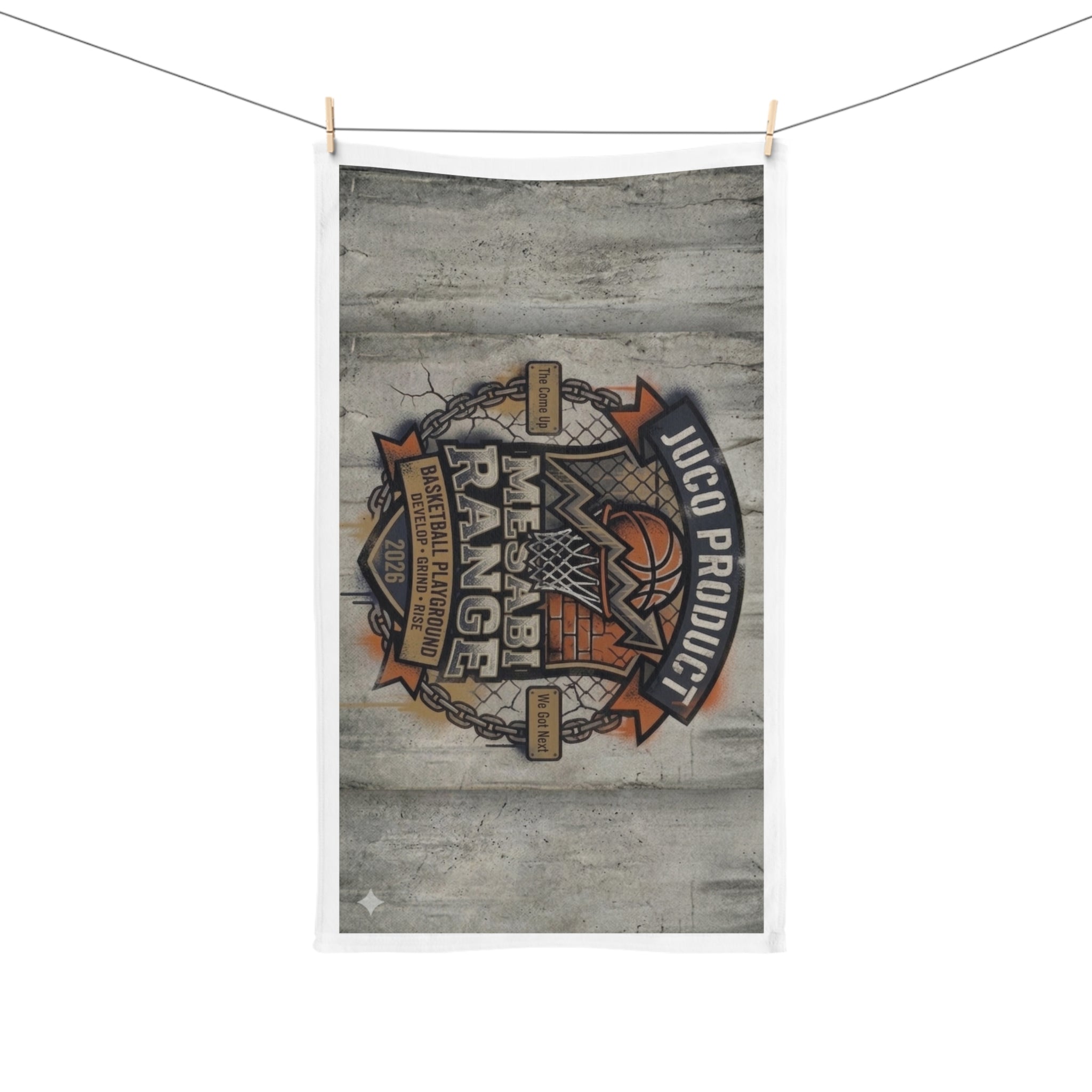 Vintage Basketball Court Hand Towel — "Mesabi Range" Logo Design